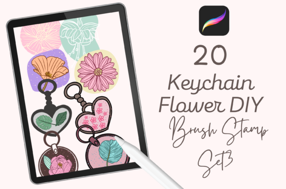20 Keychain Flower DIY Brush Stamp Set 3: Elevate Your Designs
