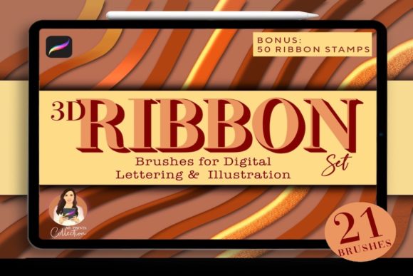 21 Ribbon Procreate Brushes: 3D Effects for Digital Art