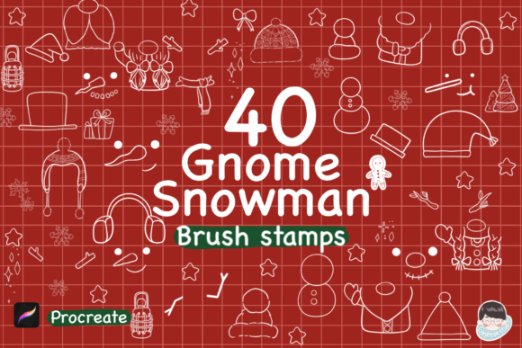 40 Gnome Snowman Christmas Procreate Stamps for Holiday Magic