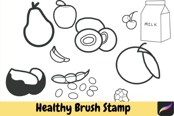 Bring Whimsy to Wellness: The Healthy Procreate Hand Drawn Brush Stamp