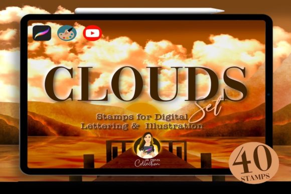 Clouds Procreate Set: 40 Stamps for Digital Skyscapes