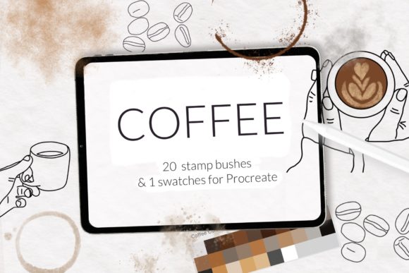 Coffee Stain and Coffee Cup Stamp Brushes for Procreate