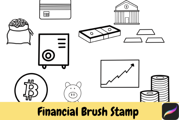 Financial Procreate Brush Stamps: Instant IPAD Asset