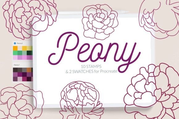 Peony Procreate Stamp Brushes Line Art: Elevate Your Digital Florals