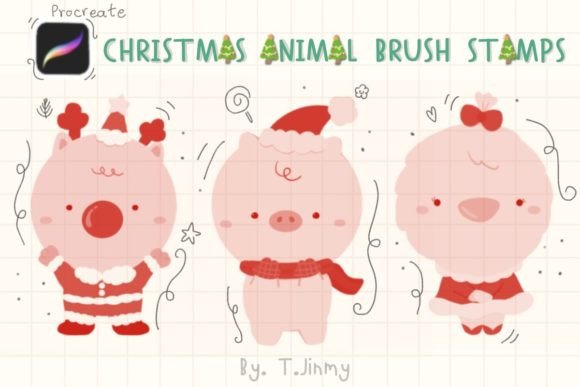 Procreate Christmas Animal Brush Stamps: Festive Design Assets