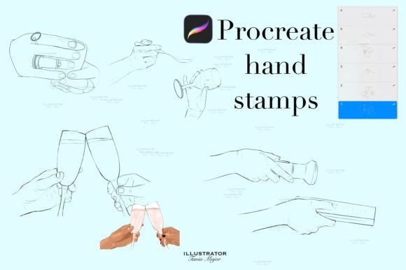 Procreate Hands Stamps: 6 Brushes for Dynamic Digital Art