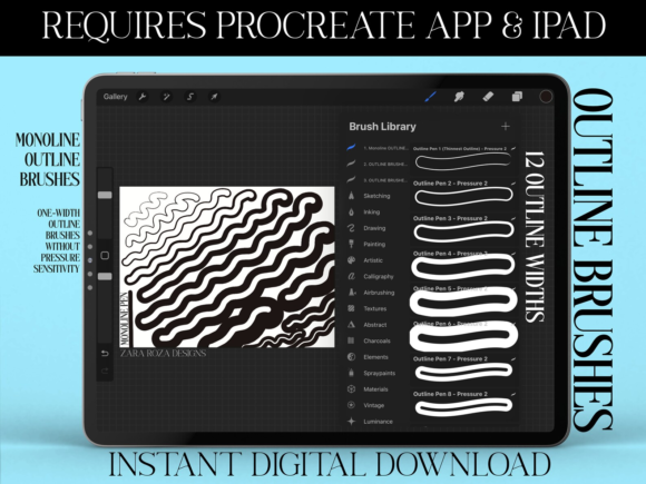 Procreate Outline Brush Set Bundle: Clean Lines for Modern Design