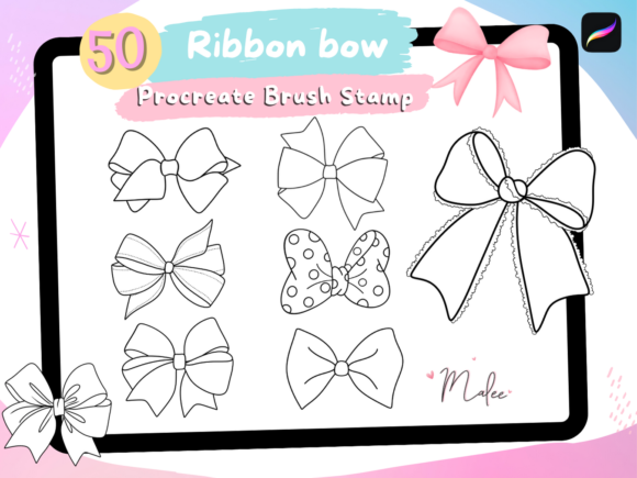Ribbon Bow Procreate Brush Stamp: Instant Elegance for Digital Design