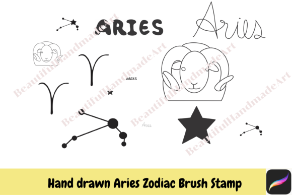 Unleash Aries Energy: 6 Procreate Brush Stamps for iPad
