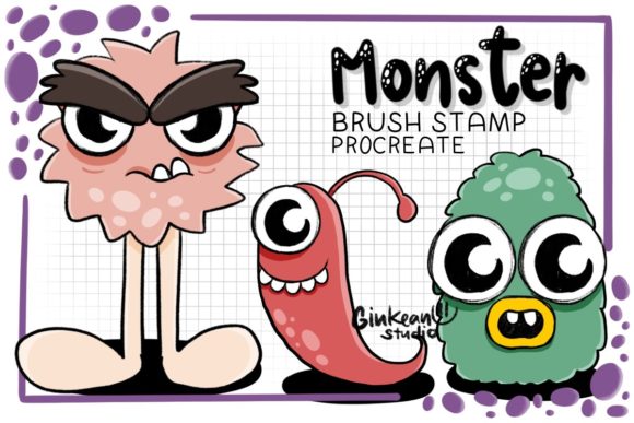 Unleash Creative Chaos: 31 Monster Brush Stamp Procreate Set